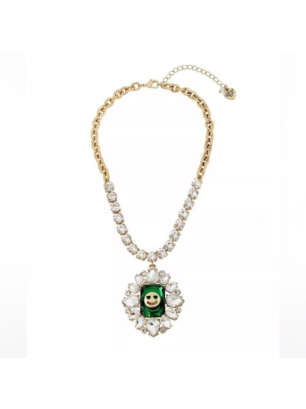 Betsey Johnson Ice Queen Smiley Gem Pendant Necklace New
